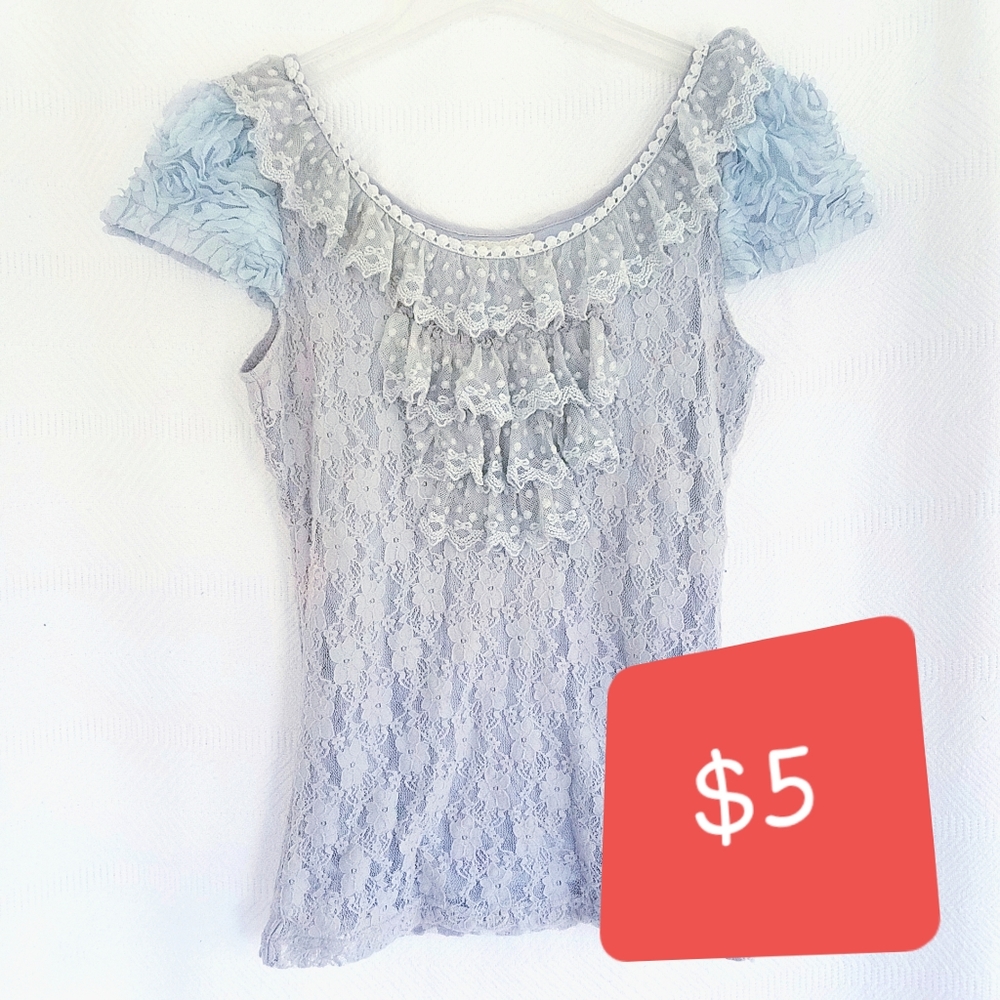 A'reve Gray Lace Top